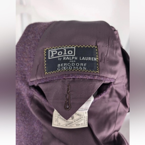 Polo Ralph Lauren Bergdorf Vintage Purple Tweed USA Unionmade Label Jacket 37" - Picture 4 of 12